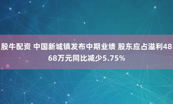股牛配资 中国新城镇发布中期业绩 股东应占溢利4868万元同比减少5.75%